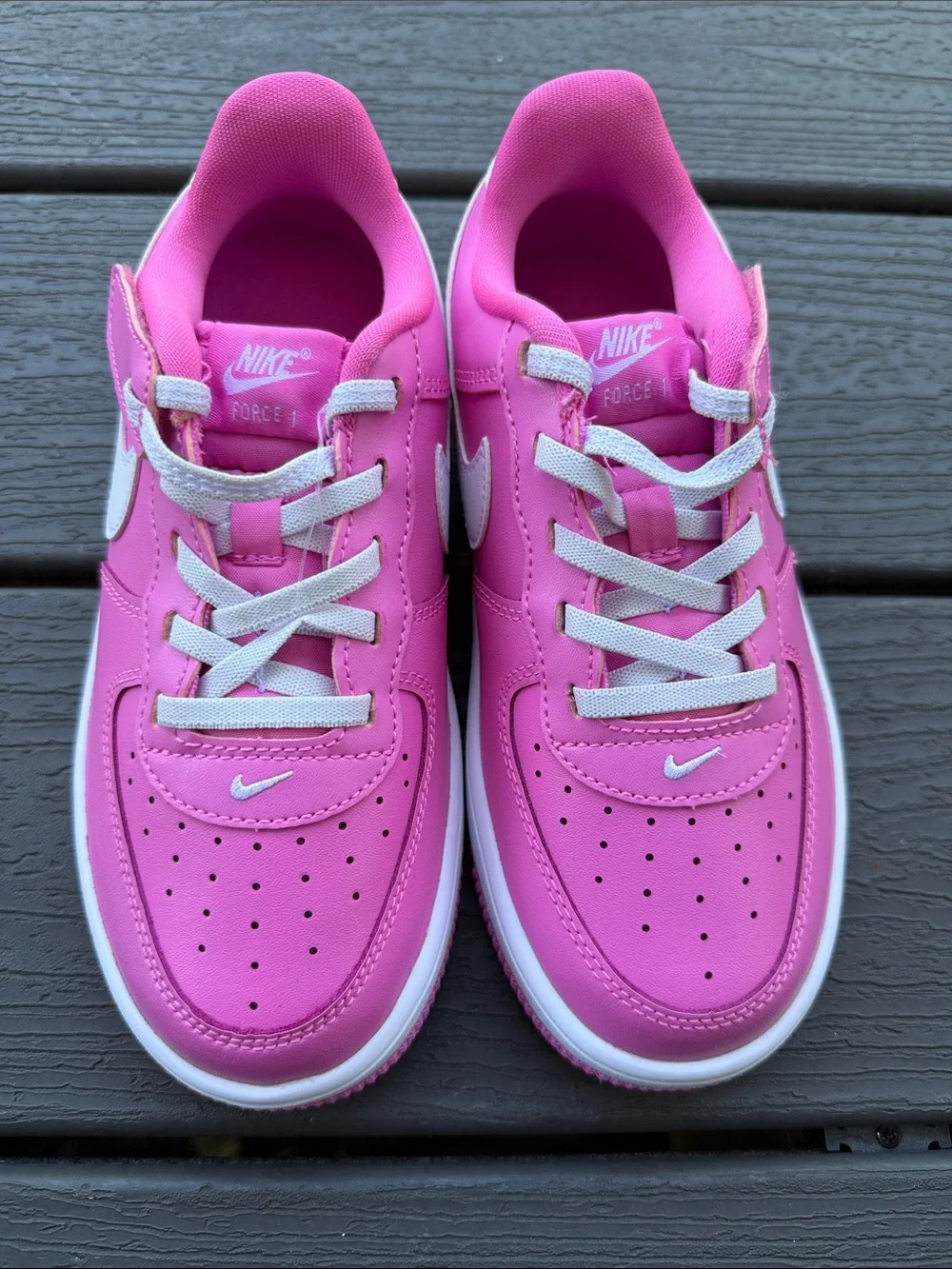 Nike Kids Pink Air Force 1 Low-Top Sneakers with White Swoosh